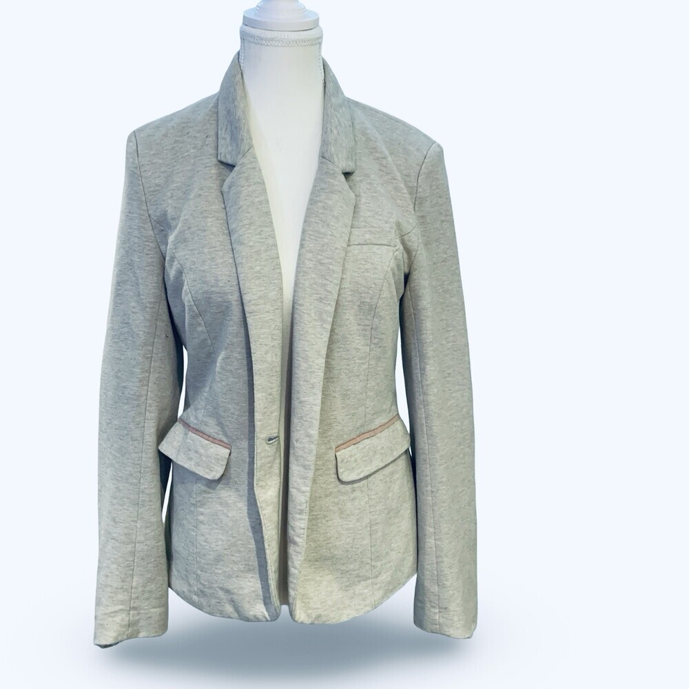 Reserved Gray & Pink Jersey Blazer Women’s 38 Rare Elbow Patches Preppy Academia